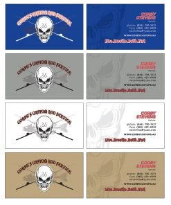 Mud Hole Custom Business Cards: Skull With Crossing Rods Gear