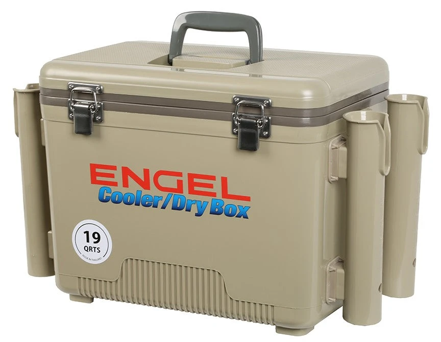 Engel USA Engel 19 Qt. Cooler/Dry Box With Rod Holders - Tan 3 Engel USA Engel 19 Qt. Cooler/Dry Box With Rod Holders - Tan