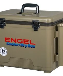 Engel USA Engel 30 Qt. Cooler/Dry Box With Rod Holders - Tan Gear