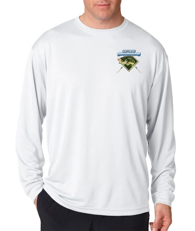 Mud Hole Long-Sleeve Mesh Performance Tee: Largemouth Bass Chasing Lure 7 Mud Hole Long-Sleeve Mesh Performance Tee: Largemouth Bass Chasing Lure