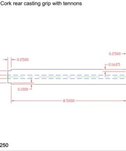 CRB Components Straight Rear Grip With Two Tenons For Casting Rods 10 CRB Components Straight Rear Grip With Two Tenons For Casting Rods