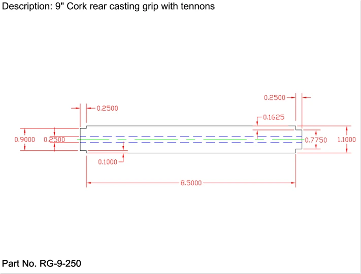 CRB Components Straight Rear Grip With Two Tenons For Casting Rods 5 CRB Components Straight Rear Grip With Two Tenons For Casting Rods
