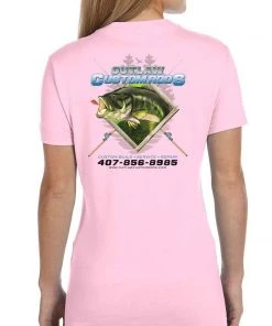 Mud Hole Gear Women's Custom T-Shirt: Largemouth Bass Chasing Lure